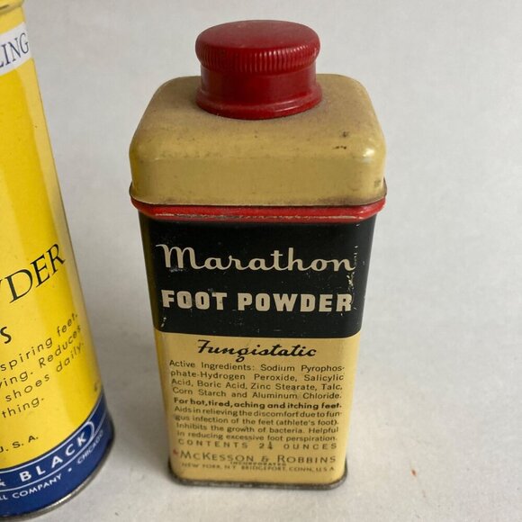 Vintage Foot Powder Tins- Marathon Fungistatic & Blue Jay Bottles - Picture 3 of 6